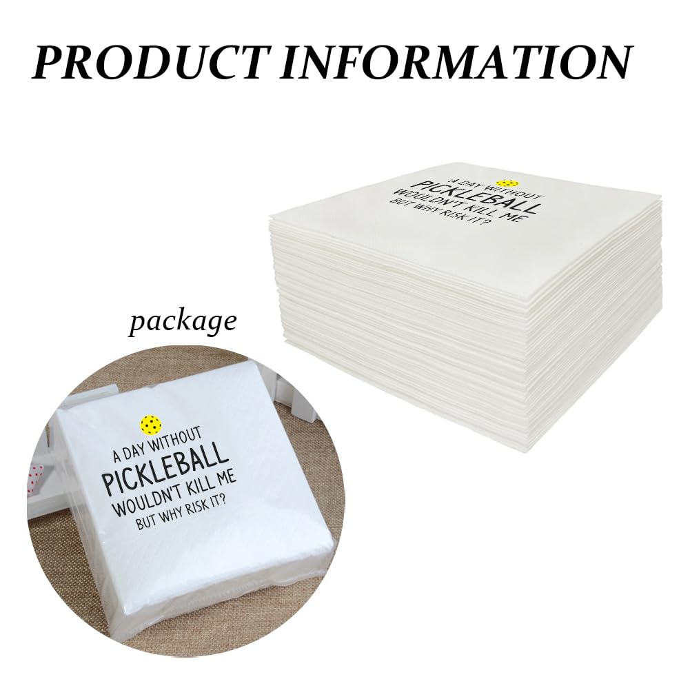 VOWFOO Funny Pickleball Quote Cocktail Napkins 50Pcs - 'It's A Pickleball Thing' Paper Disposable Napkins for Players & Parties - 5 x 5 Two-ply