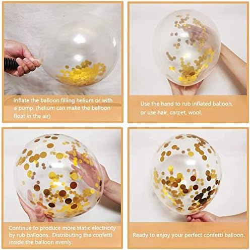 Zesliwy Black and Gold Confetti Balloons - 50 Pack Metallic Latex Balloons for Party Decor