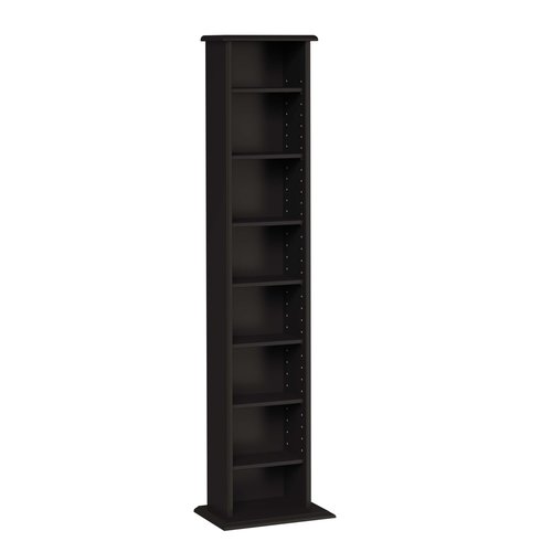 Prepac Narrow Cabinet Media, Slim Multimedia Storage Tower, Black