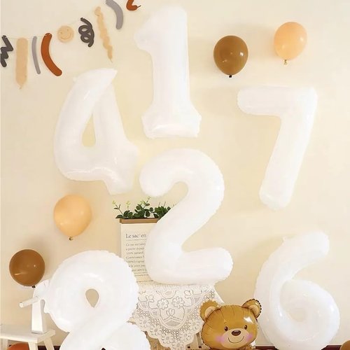 40 Inch Number 7 Balloon - White Seven Birthday Decor for Engagements, Weddings & Graduations