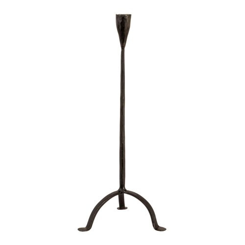 Creative Co-Op 16" H Hand-Forged Cast Metal Footed Taper Holder, Black