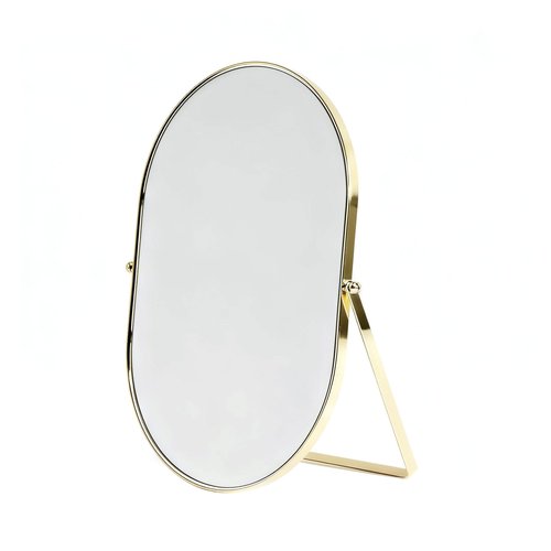 Feyarl Desk Vanity Mirror Gold Oval 12x8 Inch Tabletop Makeup Mirror Decorative Standing Cosmetic Table Mirror for Bedroom Bathroom Desk Dresser