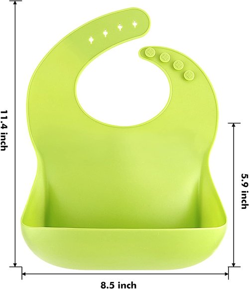 Eascrozn Silicone Bibs - Set of 3 BPA-Free, Soft & Adjustable Waterproof Feeding Bibs for Babies