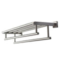 Premium Modern Double Hanging Quadruple Towel Bar Rack w/Square Base (24 Inches)- Brushed Finish, Stainless Steel, Water and Rust Proof, Top of the line Rack and Shelf