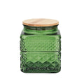 ANSQU Square Glass Canister, 37oz Candy Jar with Lid, Glass Food Storage Containers for Ground Coffee, Tea, Sugar, Decorative Mason Jar, Cookie Jars (Green)