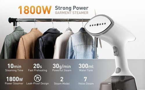 Upgrade Steamer for Clothes,1500W 30s Quick Heat Handheld Clothes Steamer,Fabric Wrinkles Remover Garment Steamer with Smart LCD,2 in 1 Clothing Iron with 300ml Tank and Fabric Brush (25s Quick Heat)