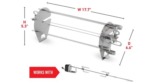 Weber Crafted Rotisserie Skewers – Stainless‑Steel 16" Skewer Set for Even Rotating & Roasting - Ideal for Kebabs and Skewers