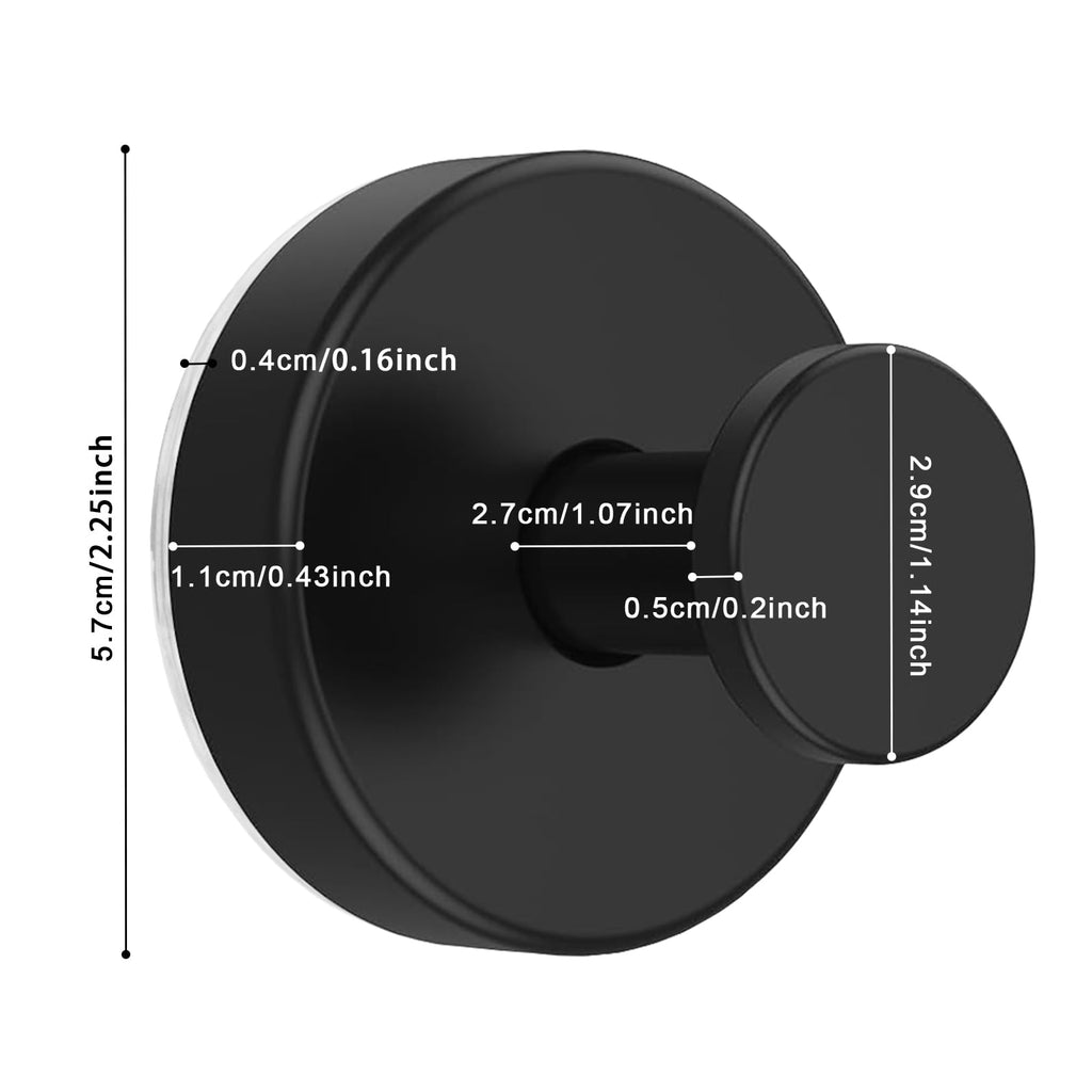 stusgo 4-Pack Matte Black Suction Cup Hooks for Shower, Bathroom, Kitchen, Glass Door, Mirror, Tile, Bath Robe Hook Holder for Hanging – Waterproof & Rustproof Suction Towel Hanger