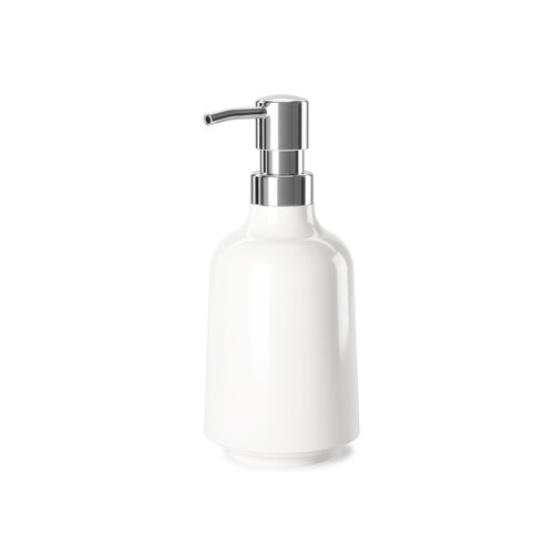 Umbra Step 13 oz (384 ml) Liquid Soap Pump Dispenser, Also Works with Hand Sanitizer, Easy to Refill, White