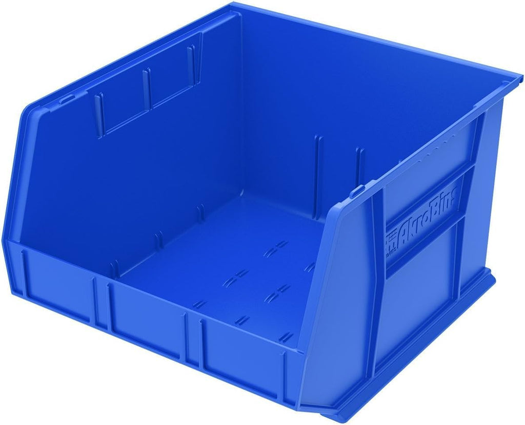 Akro-Mils Plastic Storage Bins - Space-Saving Stackable Organizers for Garage & Pantry | Blue, 18" x 16" x 11", 3-Pack