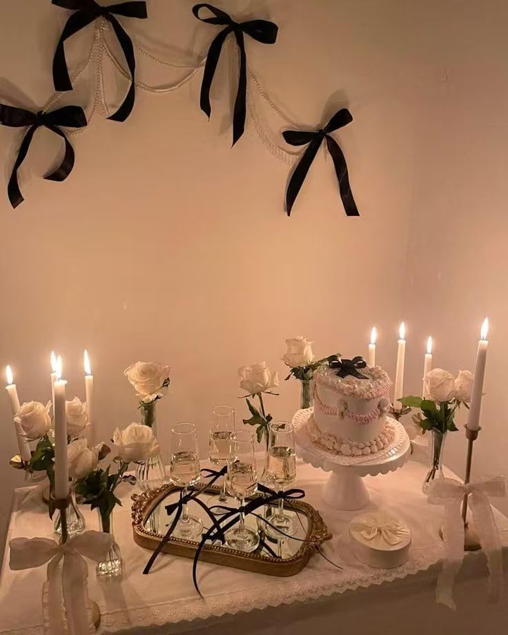 Skiennix 30 Pack Black Bow Cupcake Toppers - Elegant Ribbon Bows for Birthdays & Baby Showers
