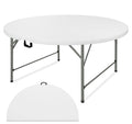 JALANCY 4 FT Round Folding Tables with Carrying Handle Lightweight Portable Plastic Commercial Table Steel Legs for Party, Dining, Wedding, Events, Picnic Indoor, Outdoor (White,1 Pack)