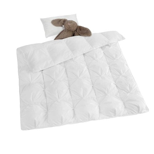 zzlamb Toddler Comforter Pinch Pleat Down Throw Blanket,Warm Crib Comforter Baby Quilt Small Duvet Insert for Kids,Light Soft Noiseless Cotton-Blended Down Proof Shell Machine Washable,White 41x48in