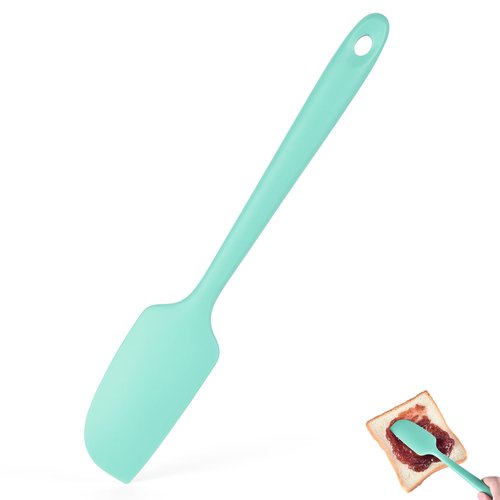 600°F Heat Resistant Small Spatula, Doosu Mini Food-Grade Silicone Bowl Scraper Compact Flexible Kitchen Cooking Baking Tool for Scraping Jar Jams Nut Butters & Mixing Stirring Sauce (Aqua Sky)