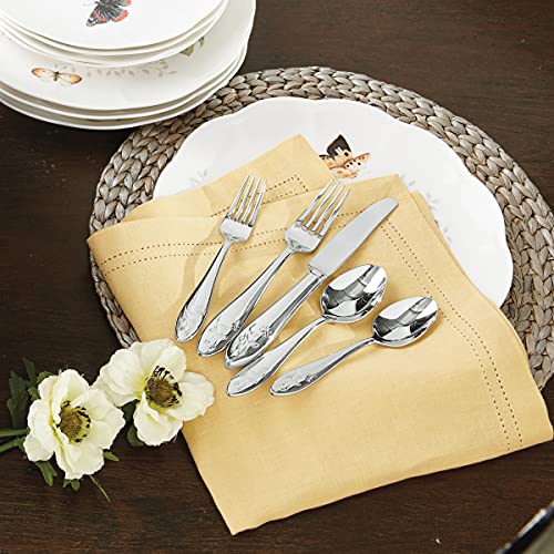 LENOX Butterfly Meadow 6-piece Party Plate Set & Butterfly Meadow 5-Piece Stainless Steel Place Setting, Service for 1