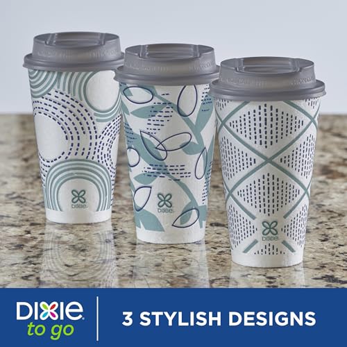 Dixie To Go Paper Coffee Cups With Lids, 16 oz, 108 ct, Disposable Insulated Paper Cups for On-The-Go Hot or Cold Beverages