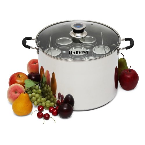 Harvest Stainless Steel 20 Qt Canning Pot with Rack | Water Bath or Steam Canning | Works on All Stovetops Including Induction, Glass, Gas (Stainless Steel Canner + Tools) (Stainless Steel Canner)