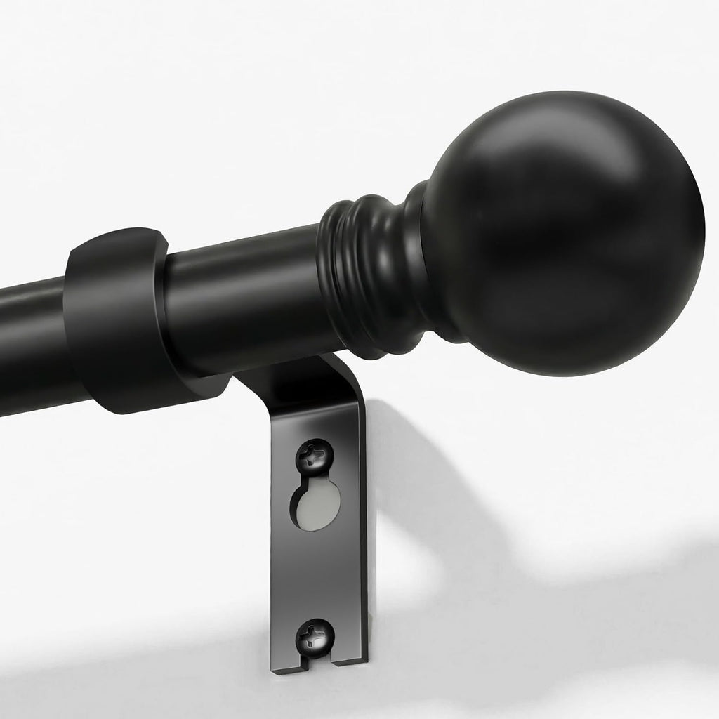 Skiennix Black Curtain Rods - Heavy Duty Metal Adjustable 72-144 Inch for Blackout Window Treatments