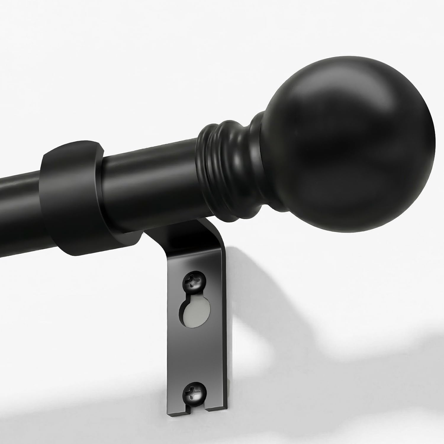Skiennix Black Curtain Rods - Heavy Duty Metal Adjustable 72-144 Inch for Blackout Window Treatments