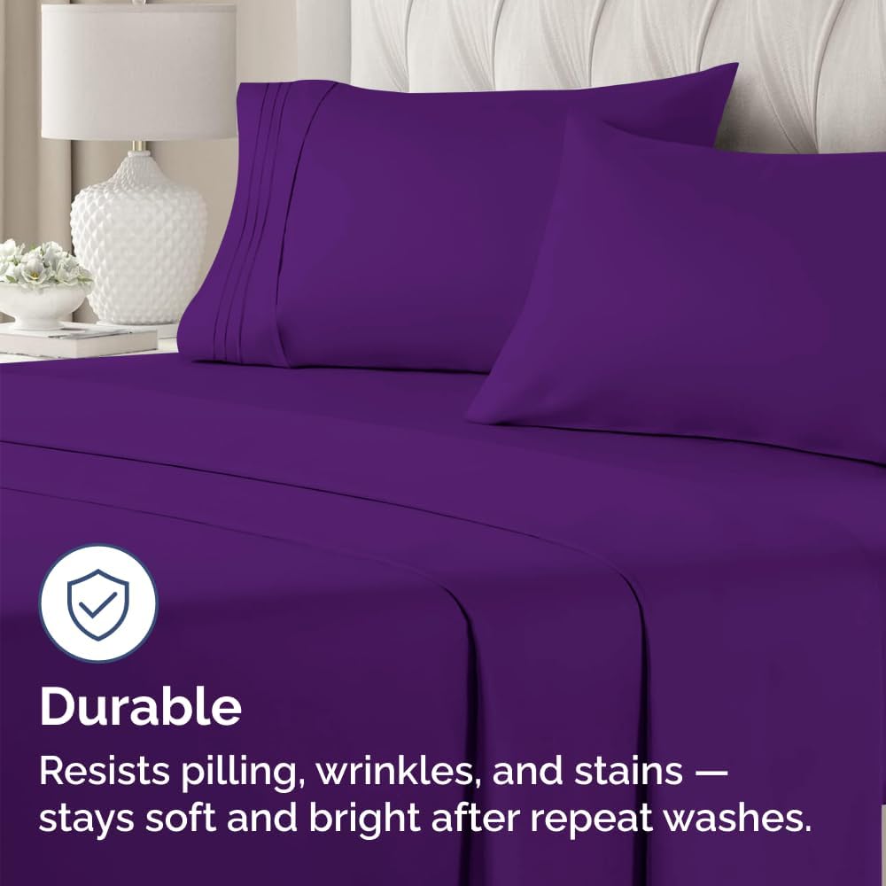 Skiennix Standard Pillow Cases Set of 4 | Ultra Soft Hotel Quality Covers - Machine Washable - Purple