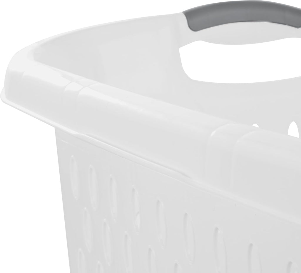Skiennix Extra Large Plastic Laundry Basket - 2.7 Bushel Capacity with 2 Carry Handles | White