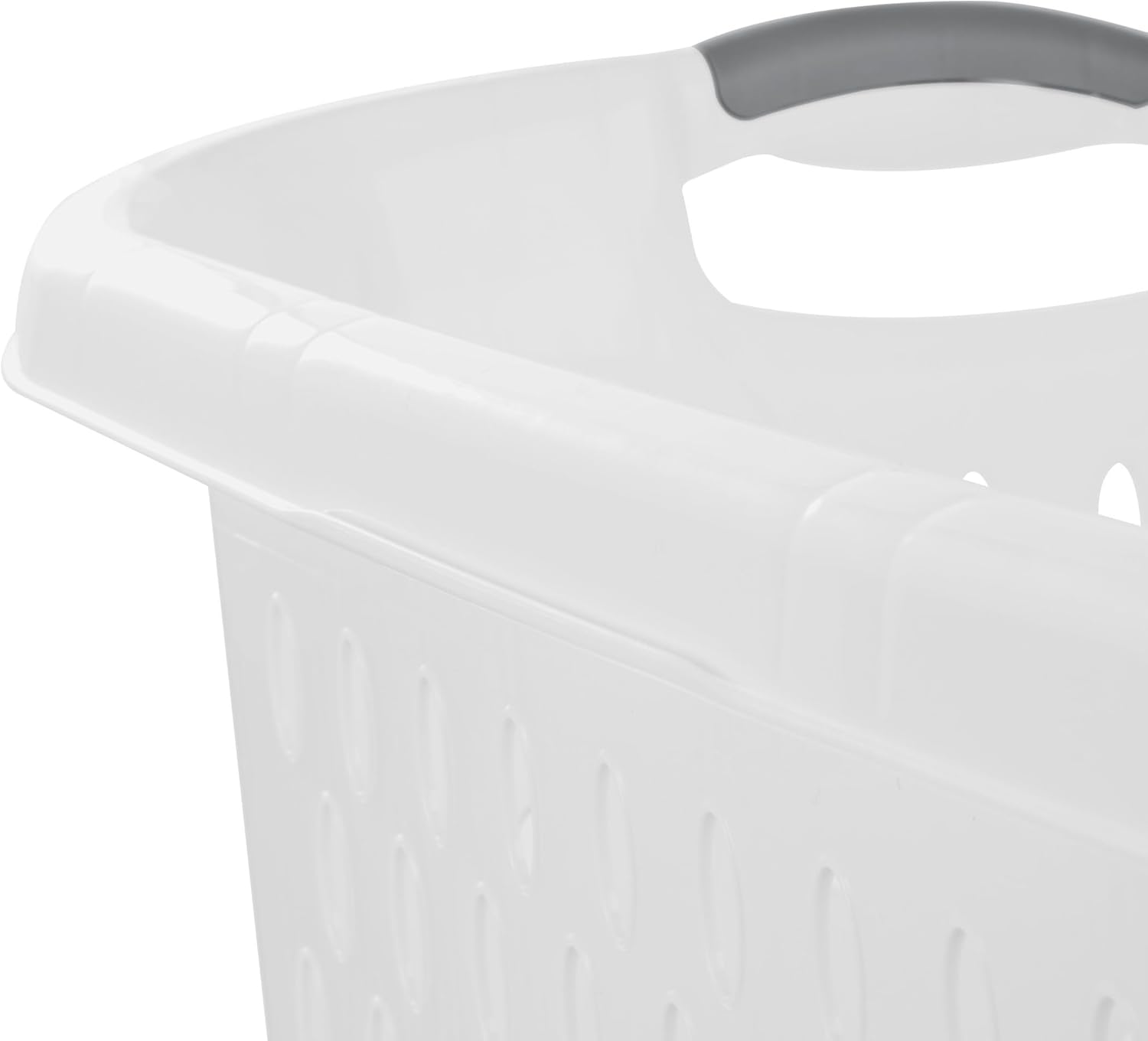 Skiennix Extra Large Plastic Laundry Basket - 2.7 Bushel Capacity with 2 Carry Handles | White
