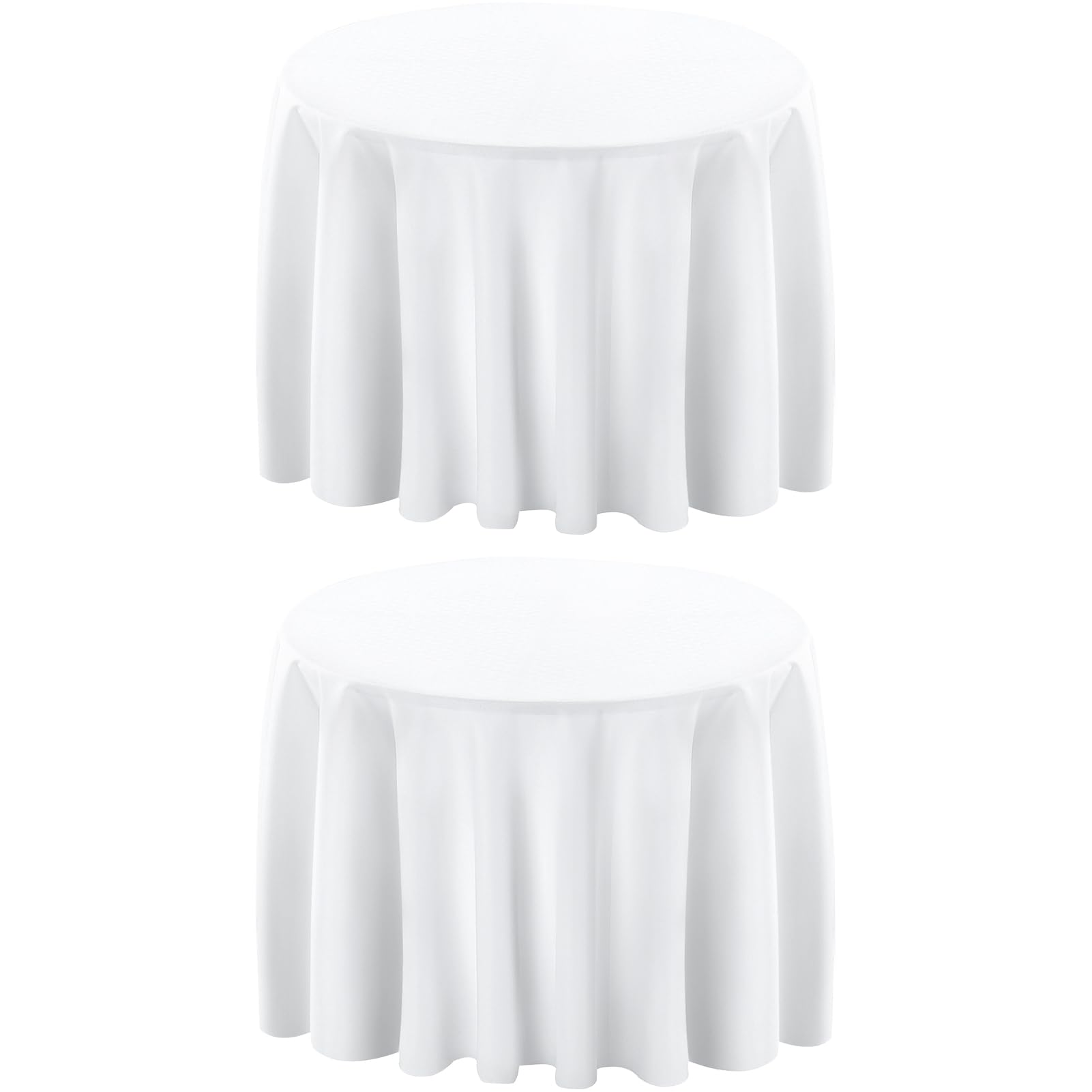 Surmente 132 inch Round Tablecloths -2 Pack White Round Table Cloths, Polyester Fabric Table Covers for Wedding, Party, Banquet, or Restaurant