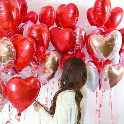 [21 pcs] pink rose and red Balloons 18" a bunch of Heart Love Foil Helium Balloons, Helium Support Valentines Day Birthday Wedding Bridal Engagement Party Anniversary Mother's Day Decorations