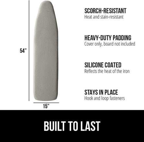 GORILLA GRIP Ironing Board Cover - 15x54 Silver with Rug Gripper | 2x3 Feet Beige Bundle