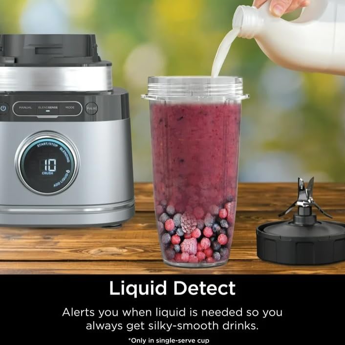 Niin-jaa Detectt 72 Oz Blender - 3 Speeds, BlendSense Technology, 1700W Crushing Blades, Silver