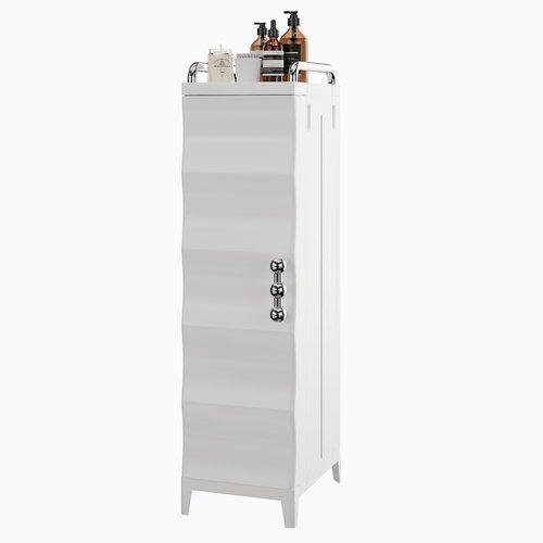 VECELO Narrow Storage Cabinet with Door, Slim Bathroom Storage Cabinet with Adjustable Shelves, for Small Spaces, Bathroom, Kitchen, Laundry, 28.7” H, White