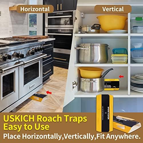 Skiennix Roach Traps - 20 Pack Indoor Cockroach Glue Traps | Safe for Kids & Pets
