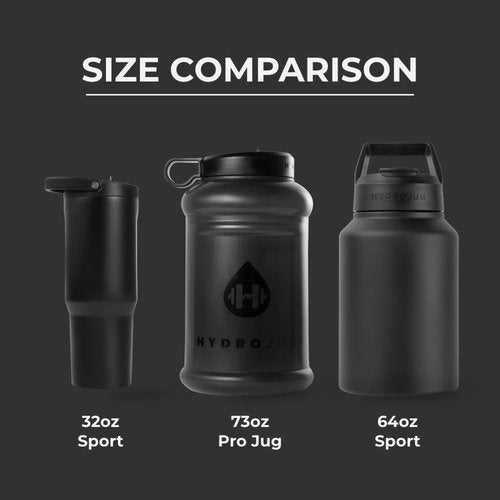 HydroJug Half Gallon Water Bottle - Refillable & Leakproof 73oz Jug With Carry Handle - BPA Free, Black (Pro Jug V2)