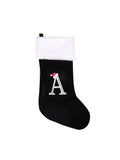 jargebur 20 Inches Initial Monogram Christmas Stocking Personalized,Deluxe Black Velvet Body with Super Soft Plush Cuff Embroidered Letter,Holiday Season Decor (Black, Letter A)