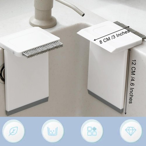 Ouliget Kitchen Sink Squeegee and Countertop Brush,3 in 1 Mini Squeegee Sponge Countertop Dirt Cleaning Brush,Multi Purpose Compact Brush Cleans Wet and Dry Spills