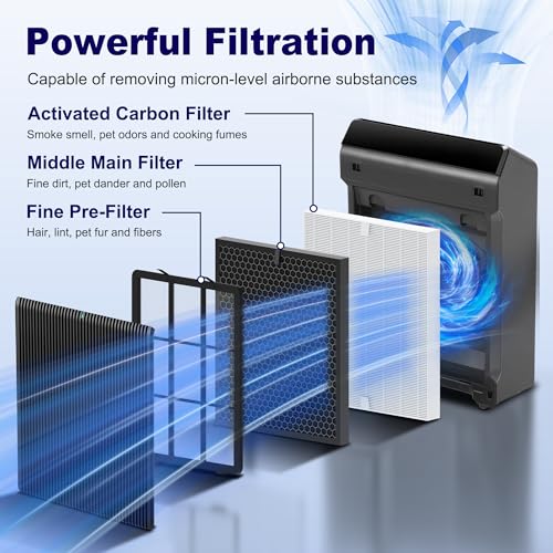 PETOX 5510 5520 Replacement Filter Q for Winix 5510 5520 Plasmawave Air Purifier, 4-Pack High Efficiency Filter, Part # 1712-0123-00