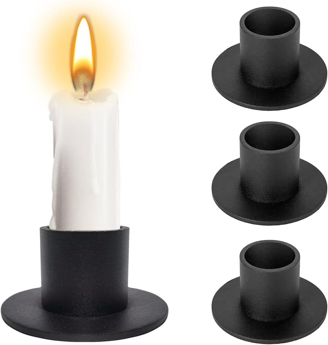 Skiennix Candle Holders - 4 PCS Matte Black Iron Centerpieces for Home Decor & Special Events