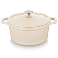 vancasso Cast Iron Dutch Oven, 6 QT Round Pot with Lid and Dual Handles, Non Stick Enamel Coating for Bread Baking, White