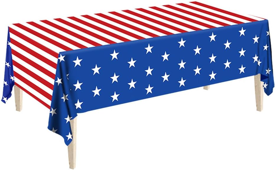 Patriotic Party Supplies - American Flag Party Set with Plates, Napkins & Tablecloth for 25 Guests