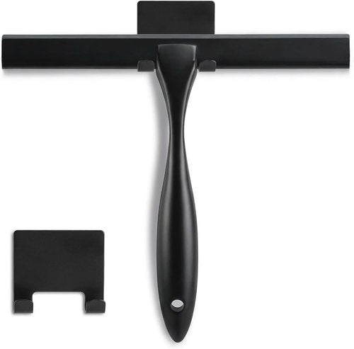 Matte Black Shower Squeegee by [Brand Name] - 10-Inch Stainless Steel for Streak-Free Bathroom & Mirror Cleaning