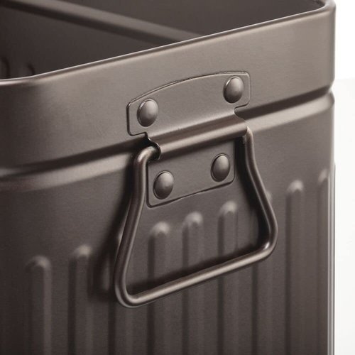 mDesign Metal Compact Toilet Bowl Brush, Rectangle Wastebasket, Garbage Can/Recycling Bin Combo for Bathroom Cleaning/Storage, Holds Tissue, Cotton Balls, Trash, Set of 2 - Bronze