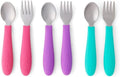 Elk and Friends Kids Silverware Set - Safe Silicone Handle Toddler Utensils | 6-Piece Stainless Steel Cutlery
