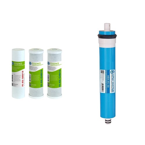 APEC Water Systems FILTER-SET-ES High Capacity Replacement Pre-Filter Set For Essence Series Reverse Osmosis Water Filter System Stage 1-3 & APEC MEM-ES-50 50 GPD Membrane Replacement Filter