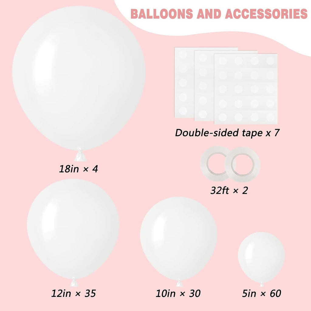 RUBFAC 129pcs White & Purple Balloons - Various Sizes for Garland & Arch | Perfect for Parties & Celebrations