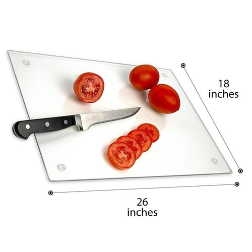 Tempered Glass Cutting Board – Long Lasting Clear Glass – Scratch Resistant, Heat Resistant, Shatter Resistant, Dishwasher Safe. (XXLarge 18x26")
