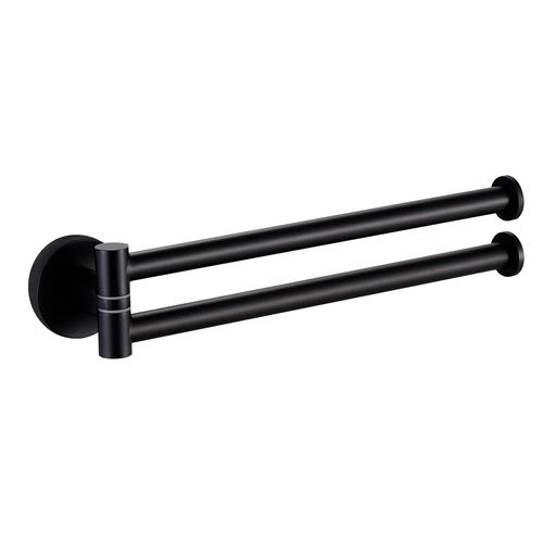 KES Black Swivel Towel Bar for Bathroom 9-Inch Swing Out Double Towel Bar 2-Arm Kitchen Wall Mounted SUS 304 Stainless Steel Matte Black, A2106S23-BK