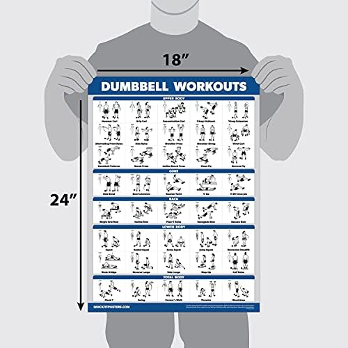 Palace Learning QuickFit Dumbbell & Kettlebell Workout Poster Set - Laminated 2 Chart Set (18" x 24")
