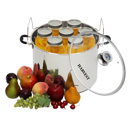 Harvest Stainless Steel 20 Qt Canning Pot with Rack | Water Bath or Steam Canning | Works on All Stovetops Including Induction, Glass, Gas (Stainless Steel Canner + Tools) (Stainless Steel Canner)