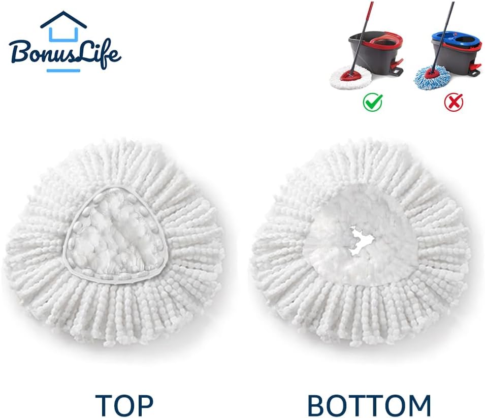 O-Cedar Mop Heads | Microfiber Replacement Refills for Easy Wring Spin System | 6-Pack White