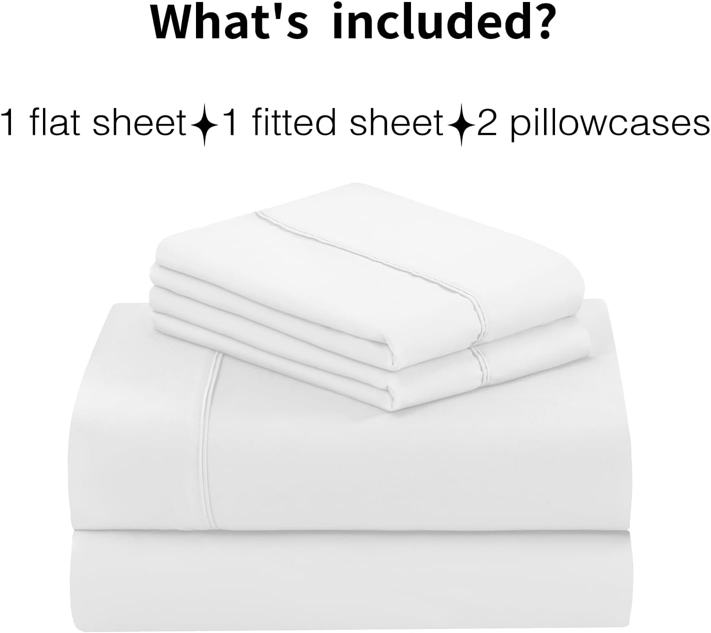 Queen Sheet Set - 4-Piece Soft Microfiber Bed Sheets | Breathable, Deep Pocket, Hotel Luxury, Oeko-Tex Certified - White